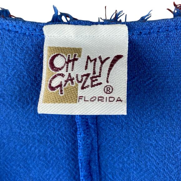 Oh My Gauze! Button Front Tunic Top Size XL/2X/3X Blue Beach Resort - Picture 4 of 8